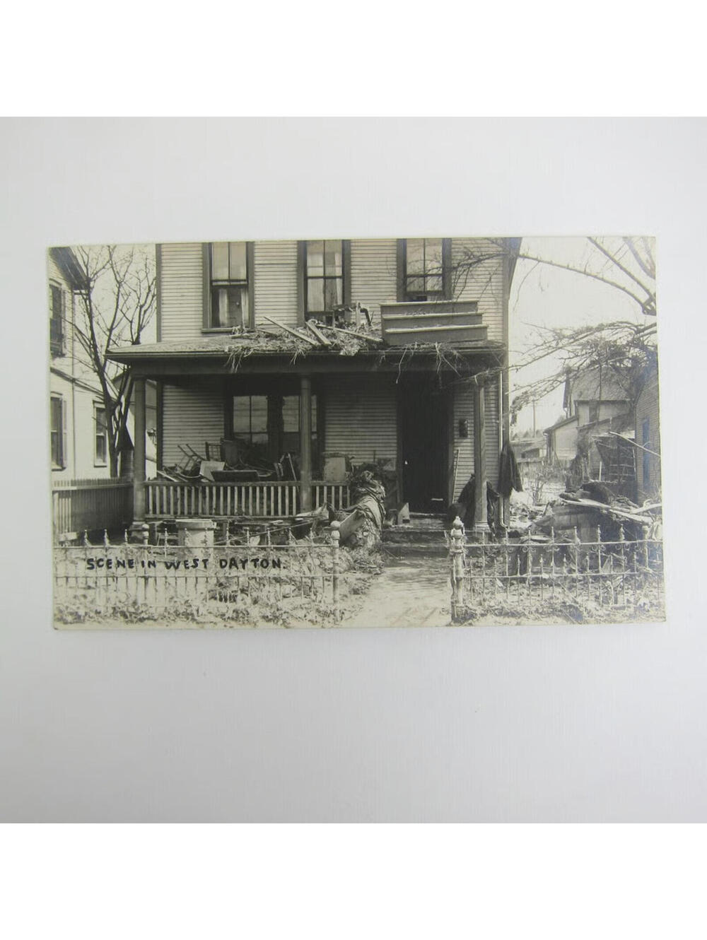 Real Photo Postcard RPPC 1913 Dayton Ohio Flood House Damage West Dayton Antique